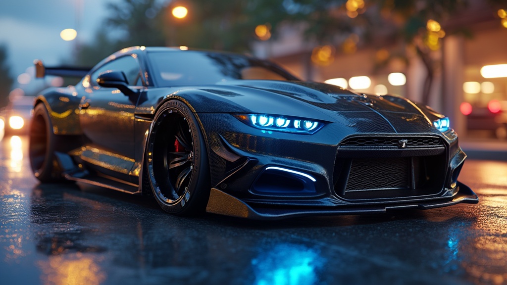 Sleek performance-focused tuned car